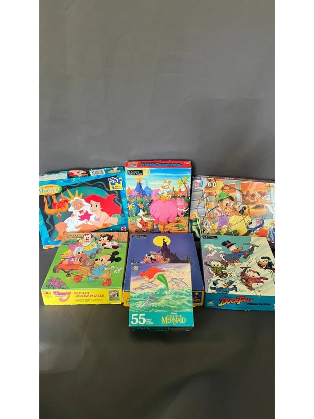 Disney Character Jigsaw Puzzles Set Of 7 Golden MB Mattel